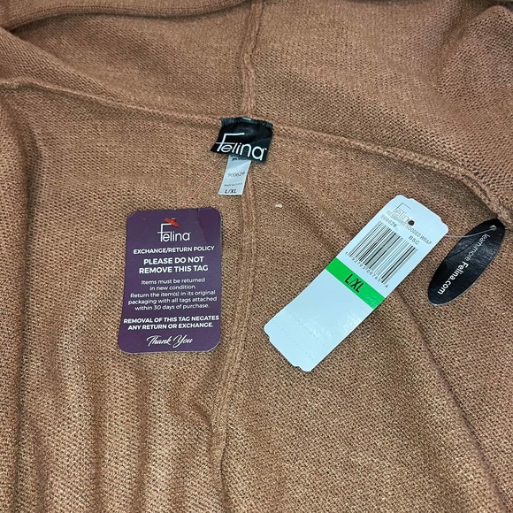 Felina NEW Sweater-Knit Hooded Wrap - Cape -Size L/XL - Butterscotch Sweater - Picture 6 of 9